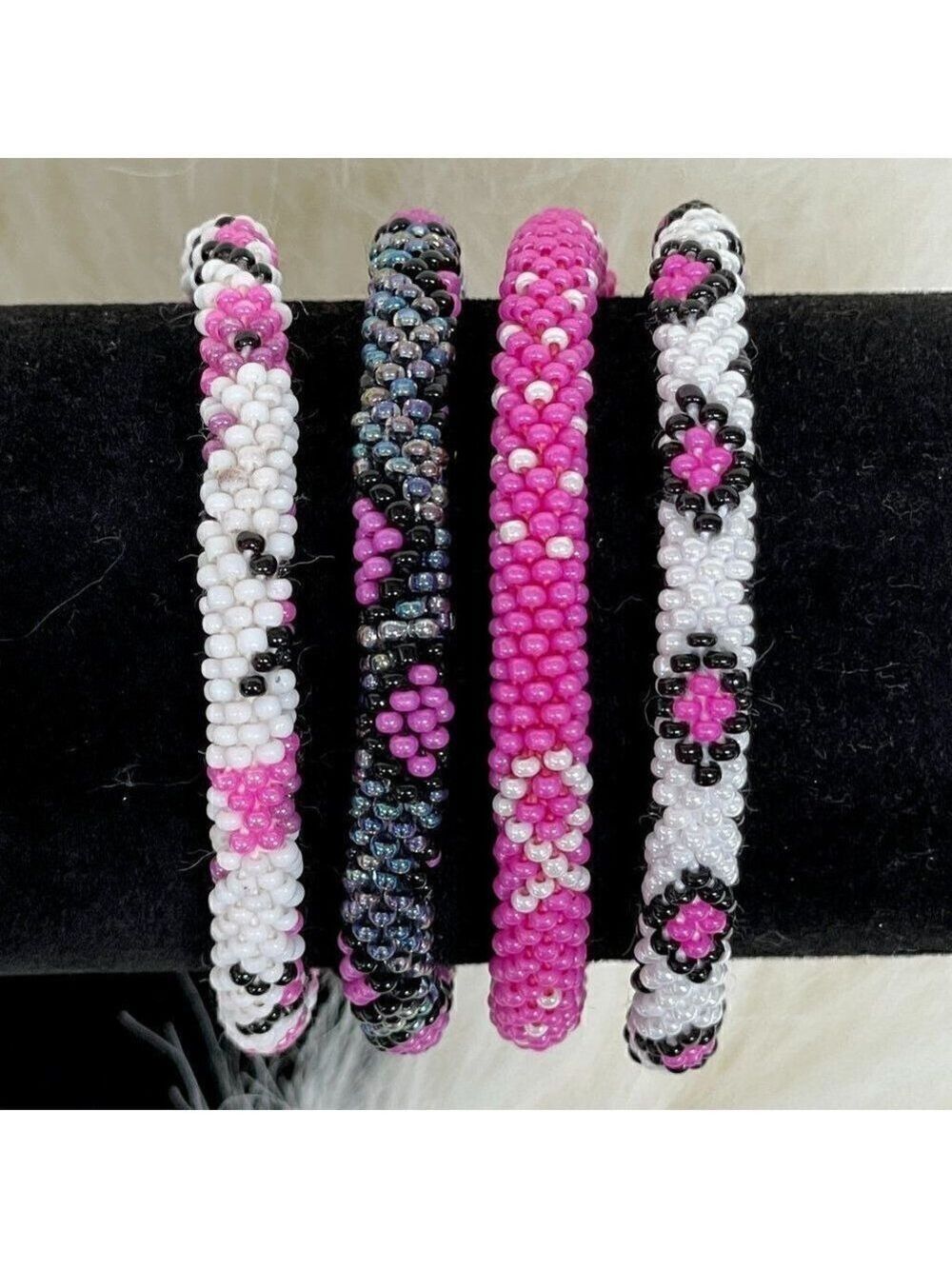 ALL PROFITS TO CHARITY! Bracelets Crocheted by Hand in Nepal (set of 4) #680